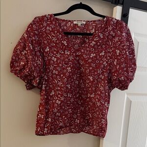 Madewell Red Floral Blouse